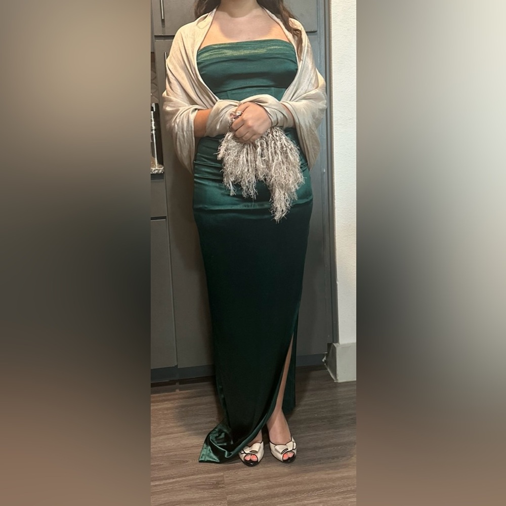 Formal Satin Emerald Green Dress